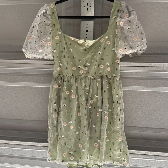 Sugar Thrillz Light Green Floral Dress - Picture 3 of 3